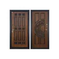 Входная металлическая дверь Лекс Гладиатор 3К Винорит Голден патина черная (панель №27)