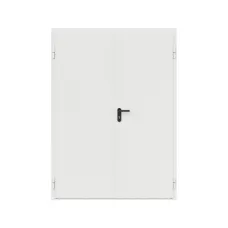 Дверь противопожарная металлическая сплошная двупольная равнопольная угловая коробка ДПР-Олимп-02/30К (1600-2075, Правая, RAL 9016)