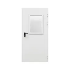 Дверь противопожарная металлическая однопольная ДПР-Олимп-01/30К с остеклением охватывающая коробка (0950-2075, Правая, RAL 7035)