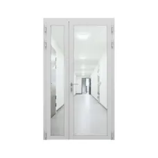 Дверь противопожарная остекленная двупольная ДПО-Олимп-02/60 (EIWS60) для мед. учреждений, порог с притвором, рабочая створка 900мм