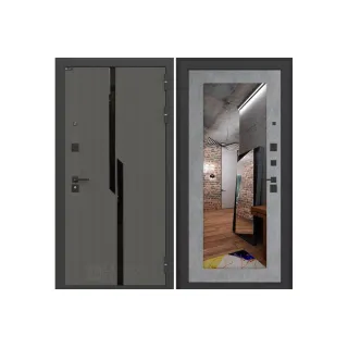 Входная дверь CARBON с Зеркалом 18 - Бетон светлый